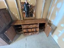 Free delivery used Vintage Wooden Dresser with Mirror - Photo 7