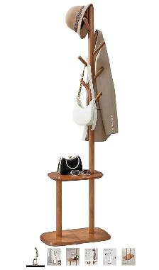 VASAGLE Freestanding Coat Rack with Shelf – Somber Walnut