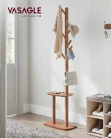 VASAGLE Freestanding Coat Rack with Shelf – Somber Walnut - Photo 2