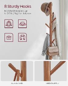 VASAGLE Freestanding Coat Rack with Shelf – Somber Walnut - Photo 4