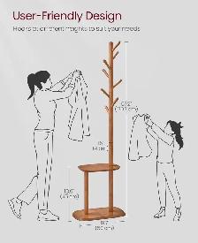 VASAGLE Freestanding Coat Rack with Shelf – Somber Walnut - Photo 5