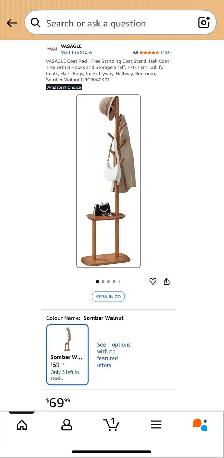 VASAGLE Freestanding Coat Rack with Shelf – Somber Walnut - Photo 7