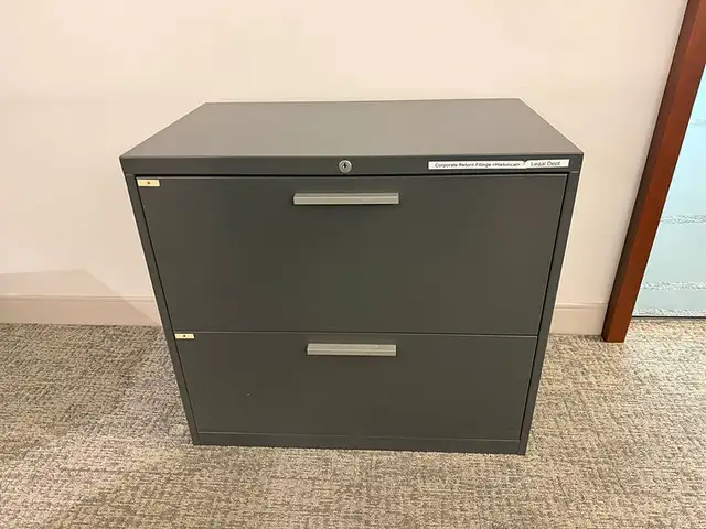Grey 2 Drawer Filing Cabinet-Used Cabinets For Sale-Call Now!
