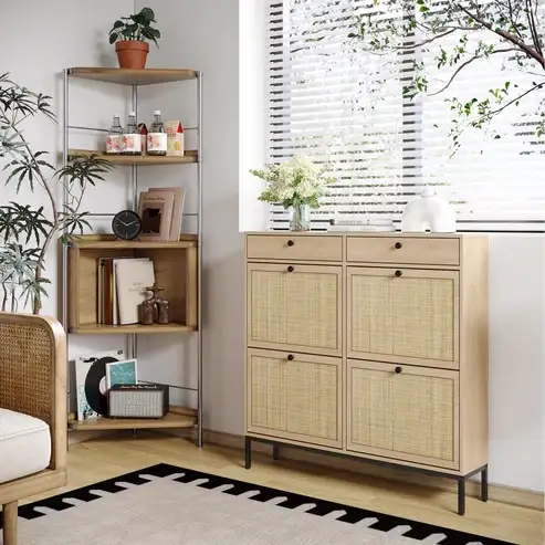 Brand New Rattan Shoe Cabinet 4 Flip Drawers $149 - Photo 3