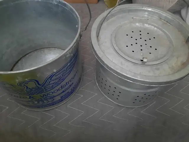 Vintage Fenwick Woodstream Galvanized Metal Minnow Bait Bucket - Photo 2