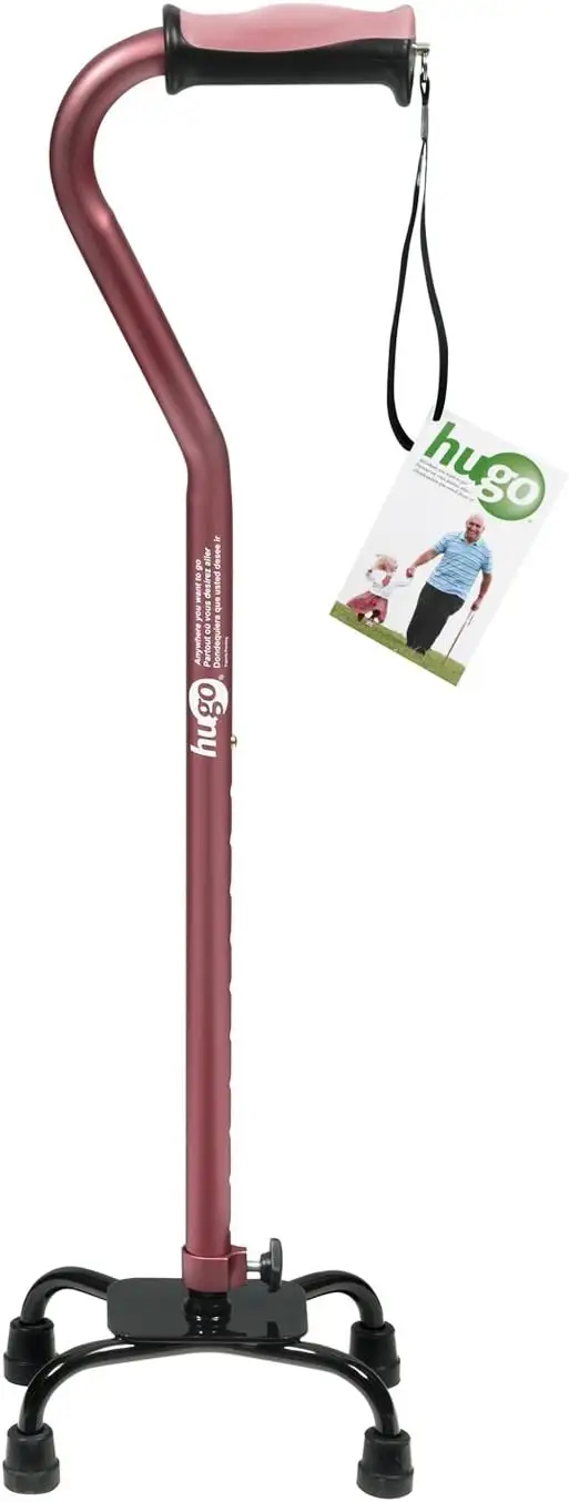 Hugo Adjustable Quad Walking Cane, Rose