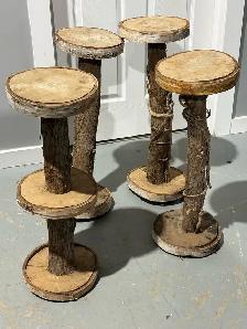 Rustic Log Plant Stands / Wood Pedestals – Cottage Decor