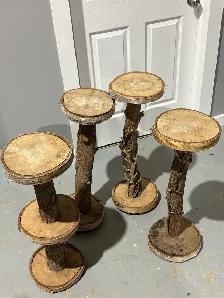 Rustic Log Plant Stands / Wood Pedestals – Cottage Decor - Photo 3