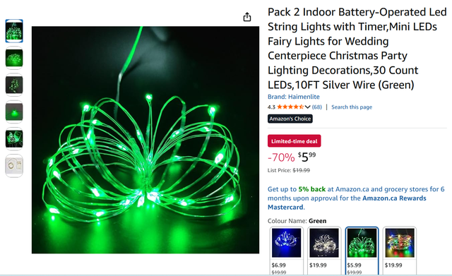 (New)Pack 2 Indoor Battery-Operated Led String Lights with Timer - Photo 2