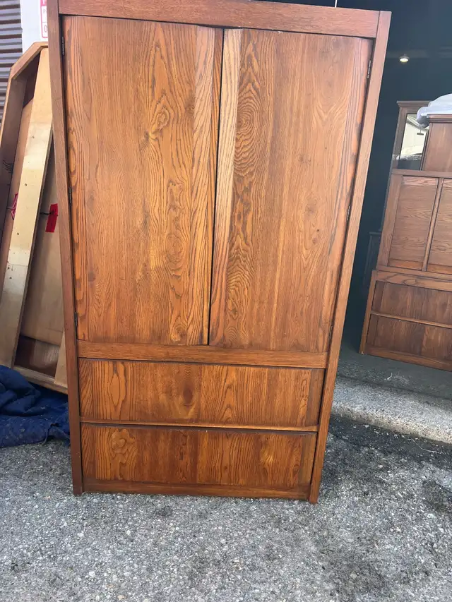 Free delivery used solid wood Wooden Armoire with Drawers - Photo 2