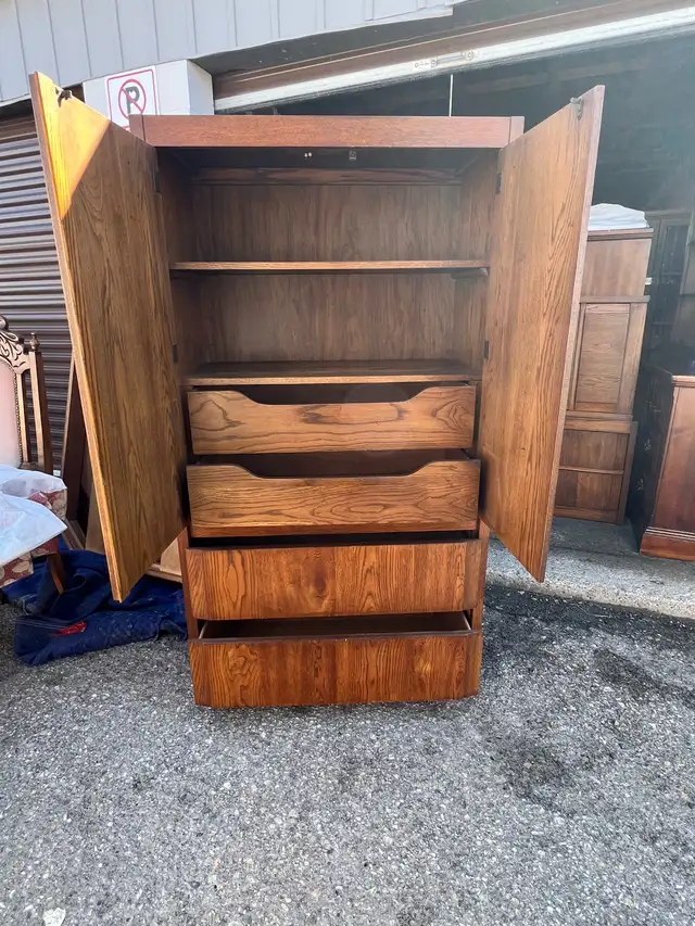 Free delivery used solid wood Wooden Armoire with Drawers - Photo 7