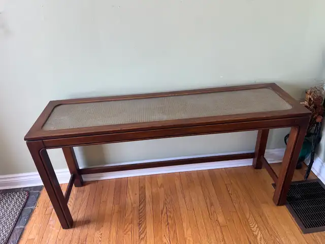 Free delivery used Wooden Console Table with Glass Top