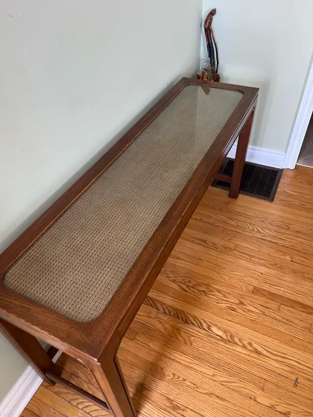 Free delivery used Wooden Console Table with Glass Top - Photo 2