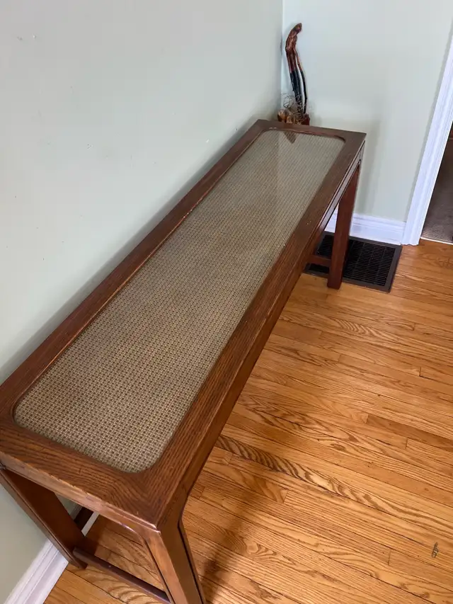 Free delivery used Wooden Console Table with Glass Top - Photo 3