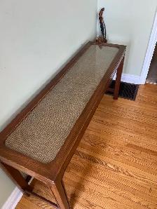Free delivery used Wooden Console Table with Glass Top - Photo 3