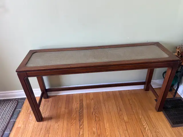 Free delivery used Wooden Console Table with Glass Top - Photo 4