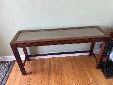 Free delivery used Wooden Console Table with Glass Top - Photo 4