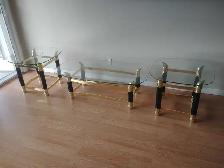 Glass coffee table and 2 side tables