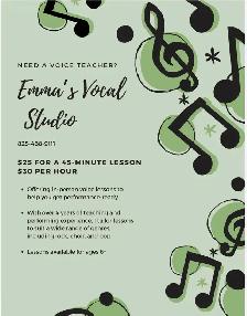 Voice Lessons, Emma’s Vocal Studio
