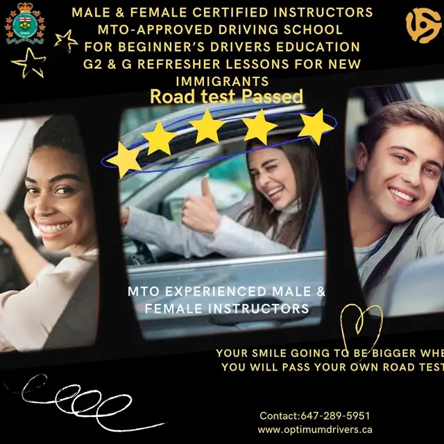 ✨✨✨Driving Lessons (BDE Certification-G2-G Lessons-Road Test)✨✨