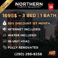 Renovated 3-Bedroom Apartment  – Parking Included