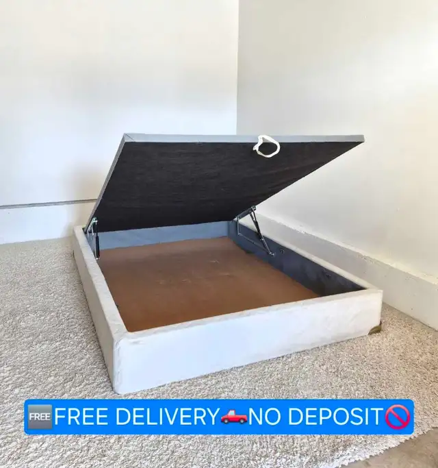 FREE DELIVERY Queen Size Bedframe with Hideaway Storage / Bed