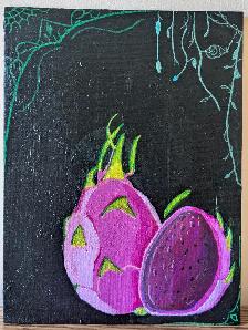 Greenery and Dragon fruit Acrylic Painting