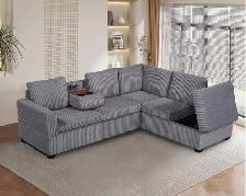New Elegant Fabric Sectional Sofa With Power Outlets Now On Sale