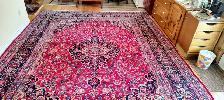 EXQUIS RARE TAPIS PERSANMASHAD151'X116'NOUE MAIN PURE LAINE
