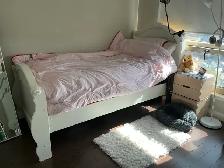 Ashley Furniture White Single Bed   2 Mattresses - $150