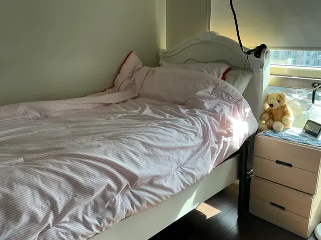 Ashley Furniture White Single Bed   2 Mattresses - $150 - Photo 2
