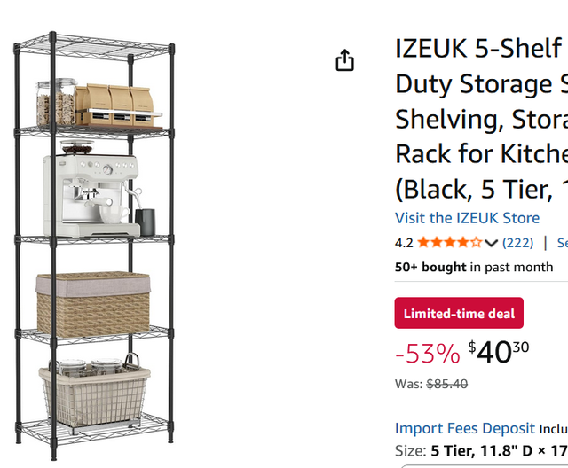 (New)5-Shelf Heavy Duty Storage Shelving, Metal Wire Shelving, S - Photo 2