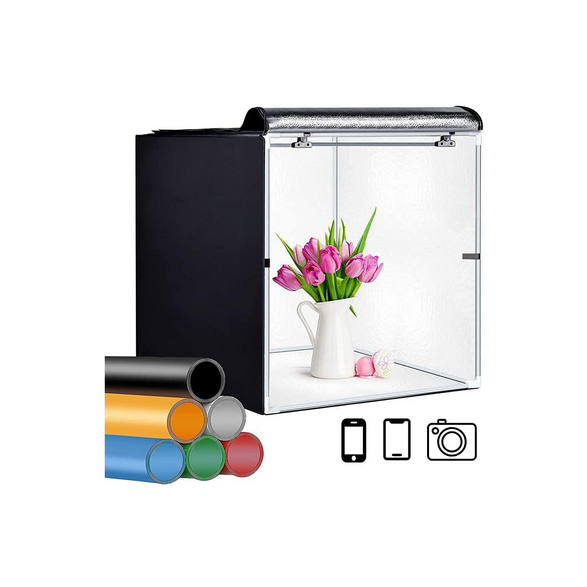 GLZWIG 24x24' LED Photo Studio Light Box – 6 backdrops included