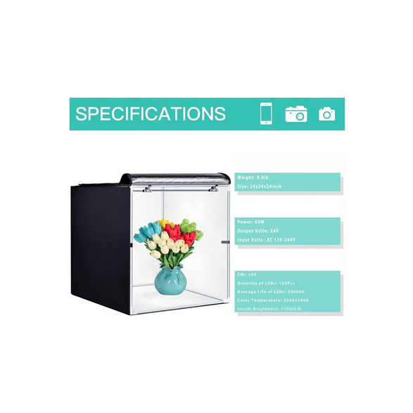 GLZWIG 24x24' LED Photo Studio Light Box – 6 backdrops included - Photo 5