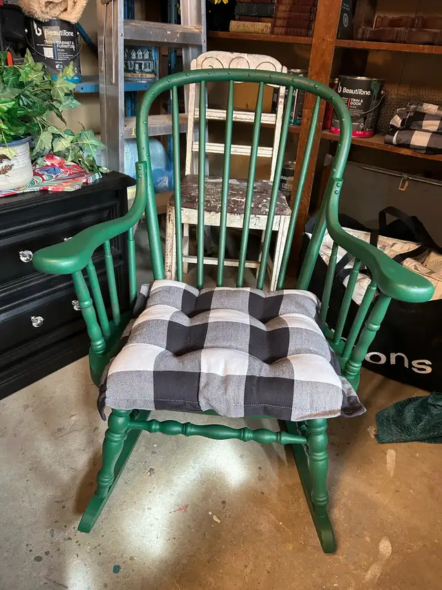 Vintage Forest Green Rocking Chair