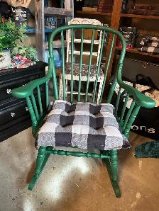 Vintage Forest Green Rocking Chair