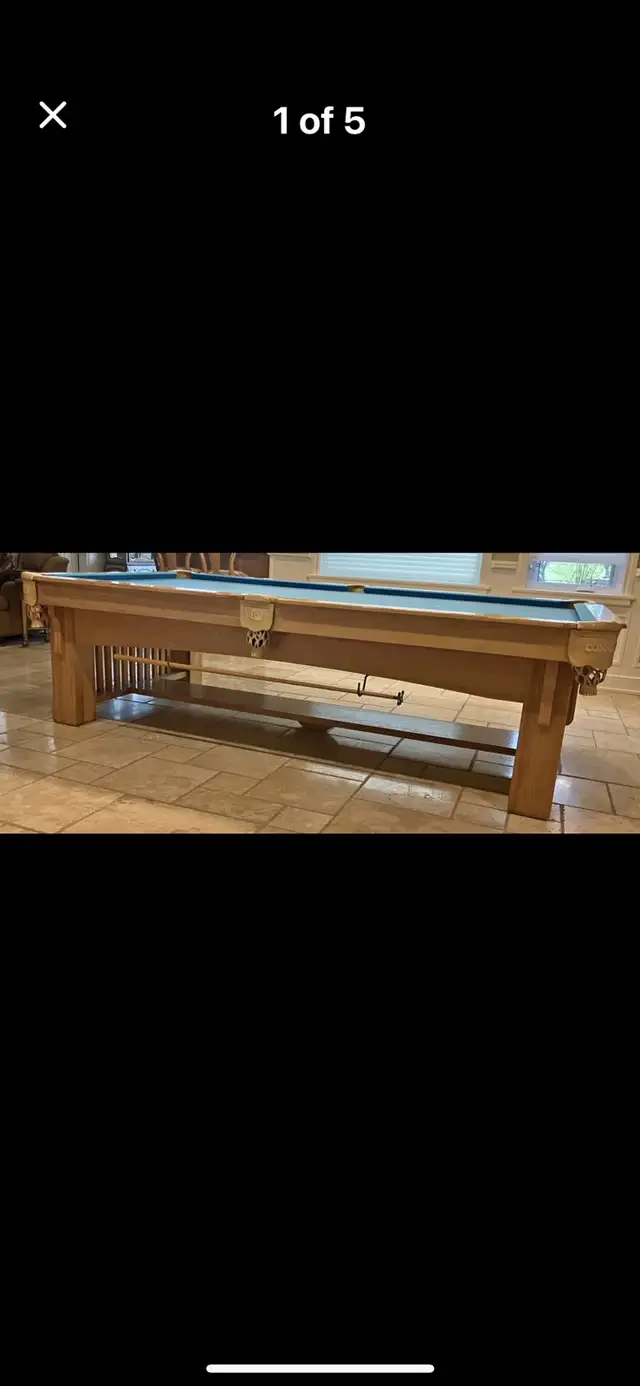 9ft Solid Oak Pool Table - Photo 2
