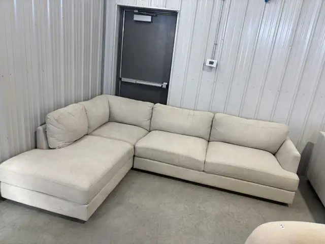 Cream fabric sectional