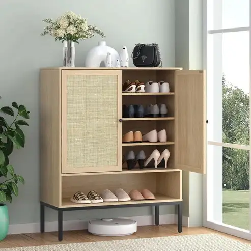 Brand New Rattan Shoe Cabinet 4 Flip Drawers $149