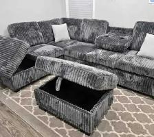 grey corduroy Sectional couch