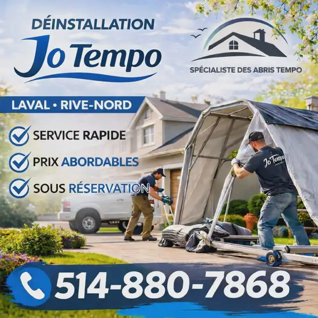 DÉMONTAGE ABRIS TEMPO - SERVICE RAPIDE (514) 880-7868