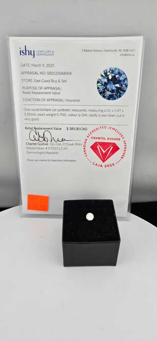 Synthetic Moissanite, 0.70ct, Very Good Cut (#7003) - Photo 2