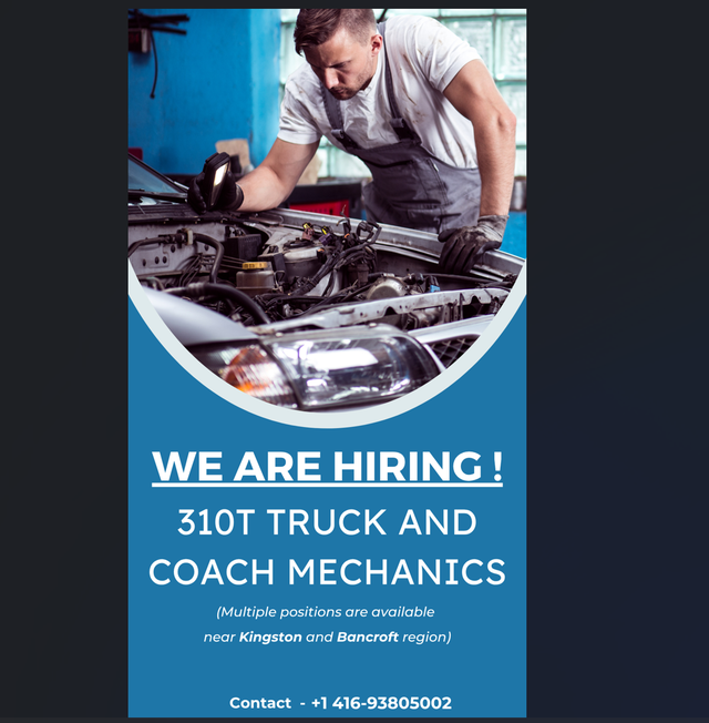 Hiring: 310T Licensed Mechanic