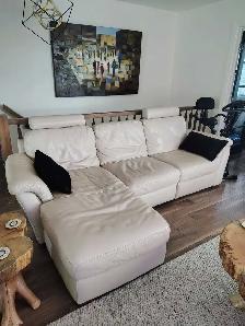 divan sectionnelle en cuir italien crème