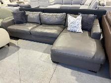 Grey leather sectional