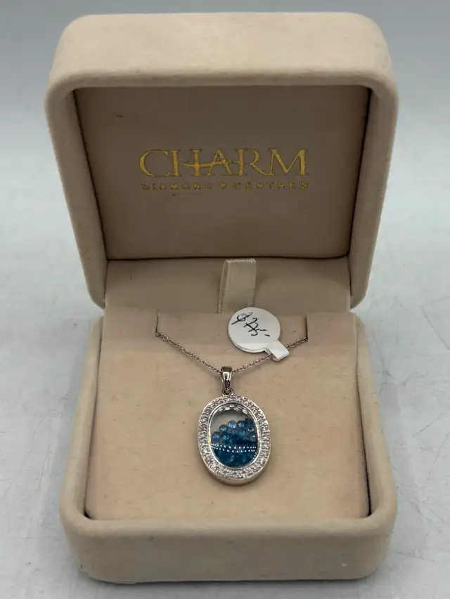 14K 6.7gr White Gold Necklace with Diamond & Tanzanite Pendant