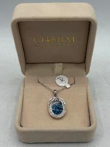 14K 6.7gr White Gold Necklace with Diamond & Tanzanite Pendant