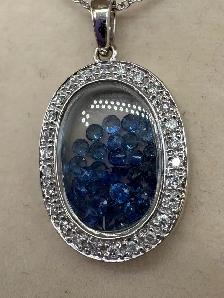 14K 6.7gr White Gold Necklace with Diamond & Tanzanite Pendant - Photo 2