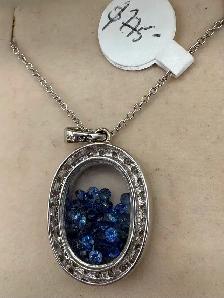 14K 6.7gr White Gold Necklace with Diamond & Tanzanite Pendant - Photo 3