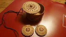 Birch bark box, pendant, earrings